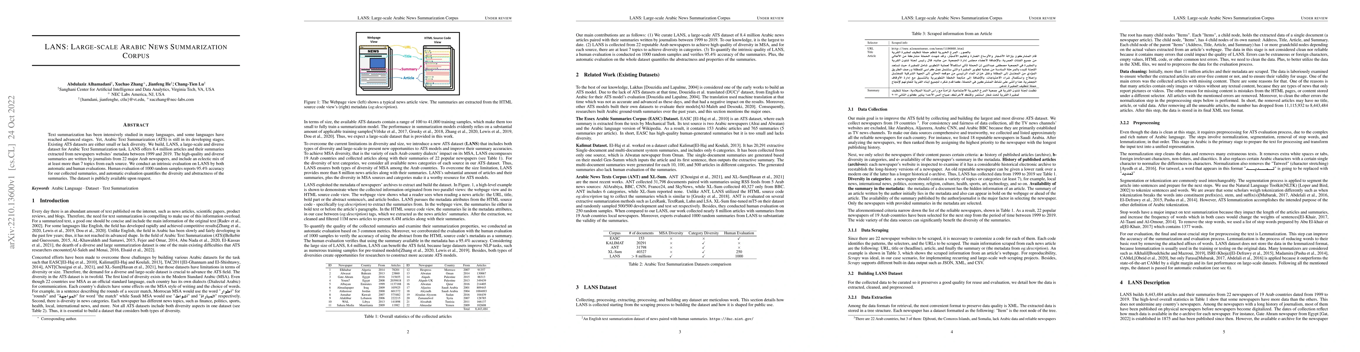 Thumbnail for LANS: Large-scale Arabic News Summarization Corpus