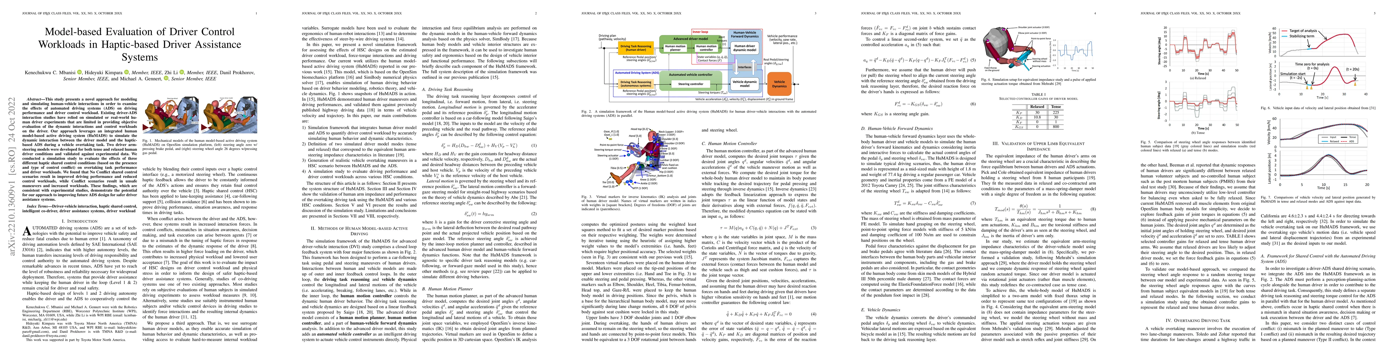 Thumbnail for Model-based Evaluation of Driver Control Workloads in Haptic-based
  Driver Assistance Systems