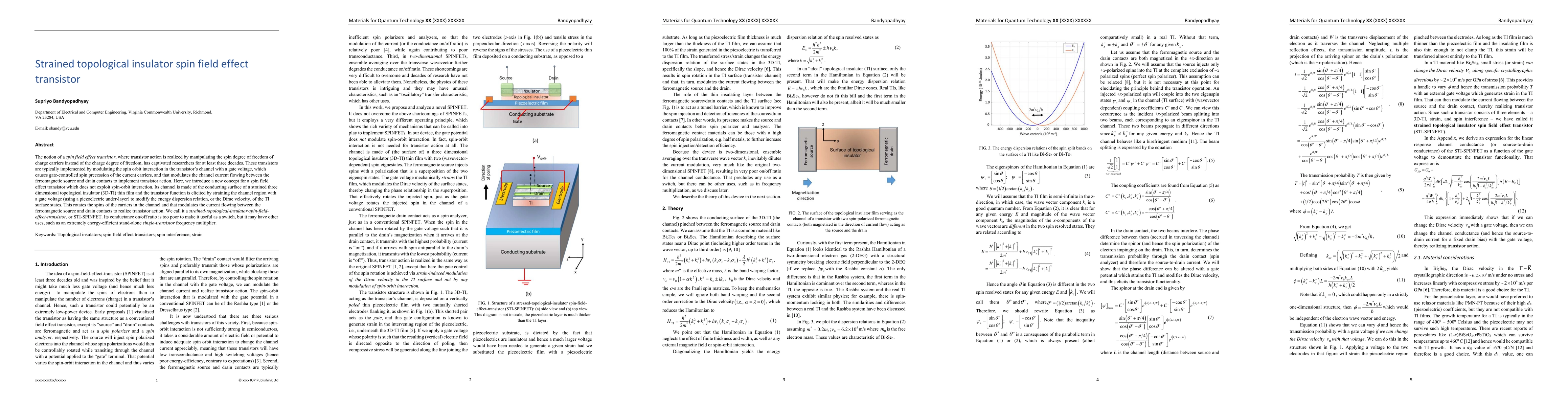 Thumbnail for Strained topological insulator spin field effect transistor
