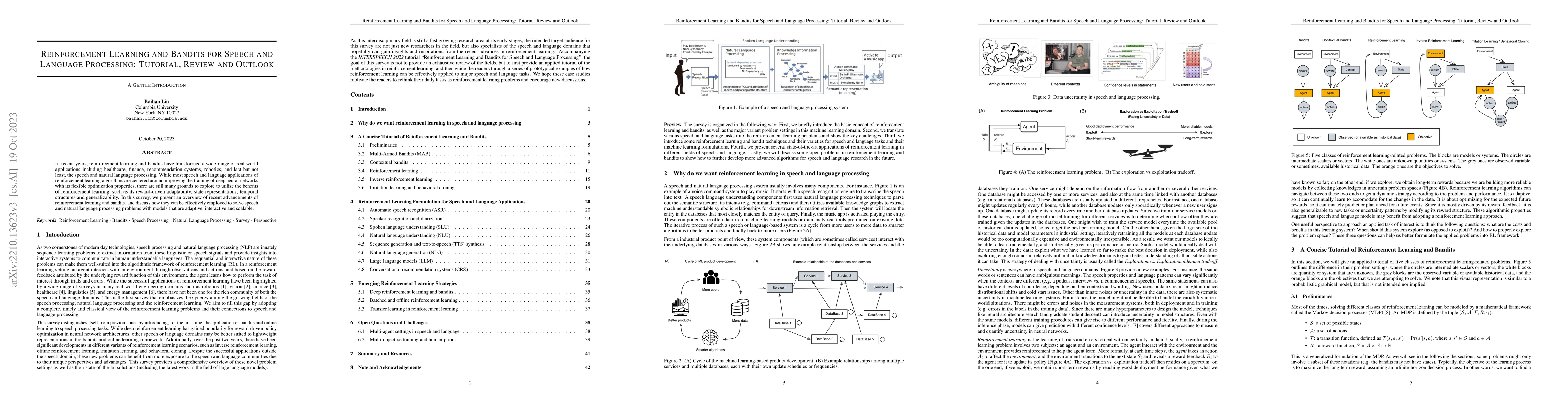 Thumbnail for Reinforcement Learning and Bandits for Speech and Language Processing:
  Tutorial, Review and Outlook