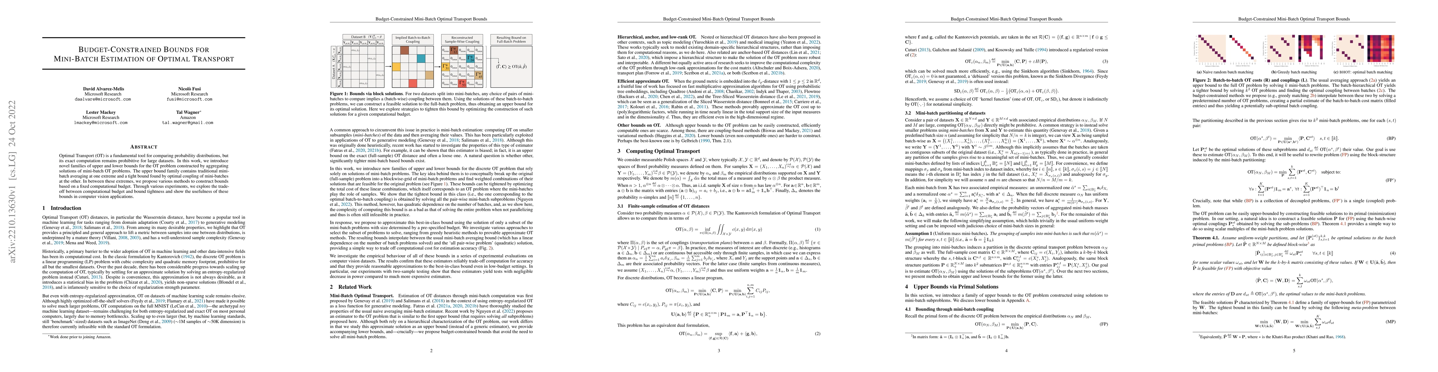 Thumbnail for Budget-Constrained Bounds for Mini-Batch Estimation of Optimal Transport
