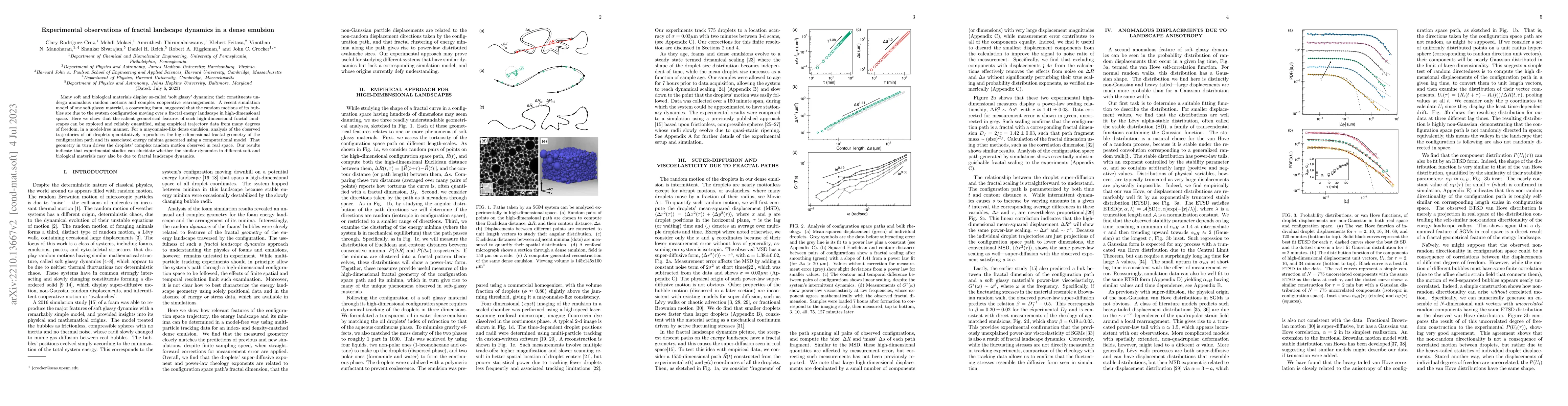 Thumbnail for Experimental observations of fractal landscape dynamics in a dense
  emulsion