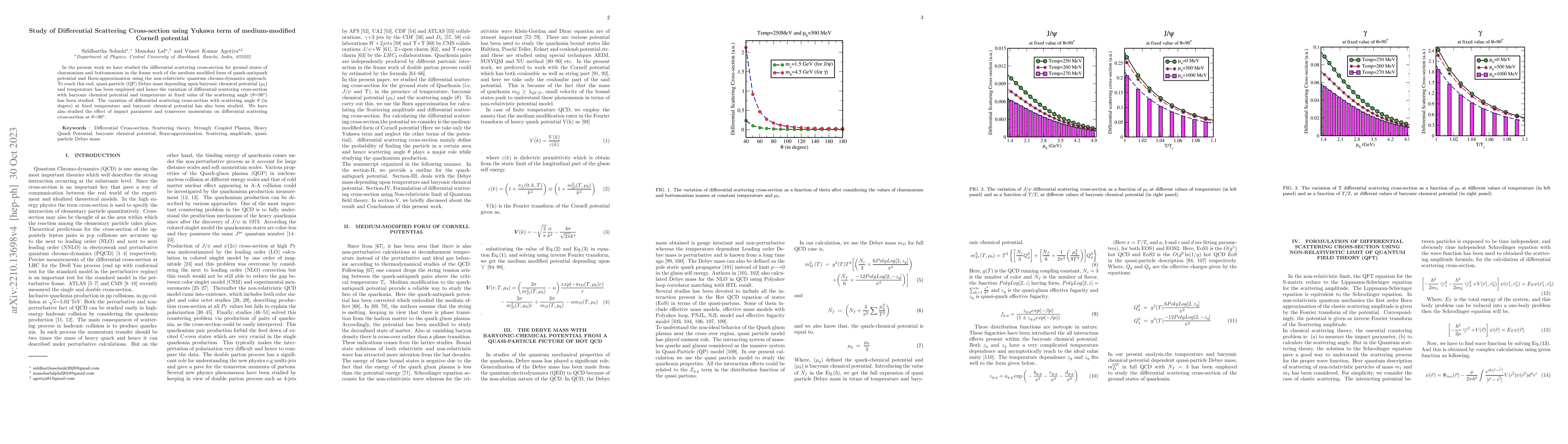 Thumbnail for Study of Differential Scattering Cross-section using Yukawa term of
  medium-modified Cornell potential