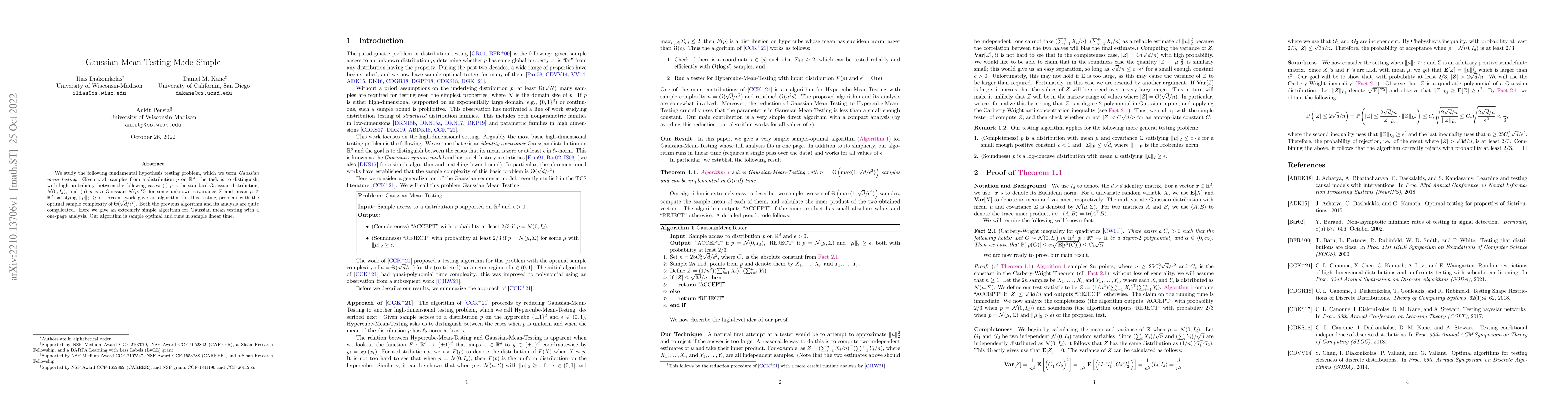 Thumbnail for Gaussian Mean Testing Made Simple