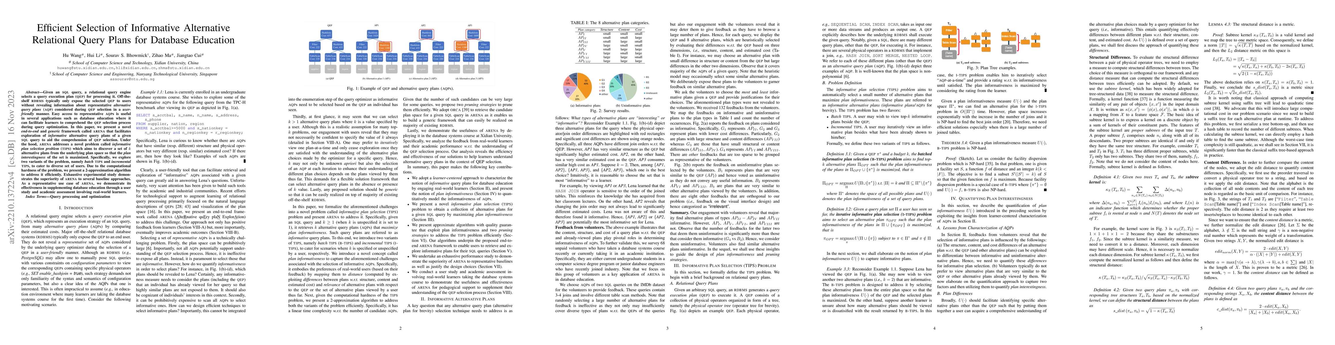 Thumbnail for Efficient Selection of Informative Alternative Relational Query Plans
  for Database Education