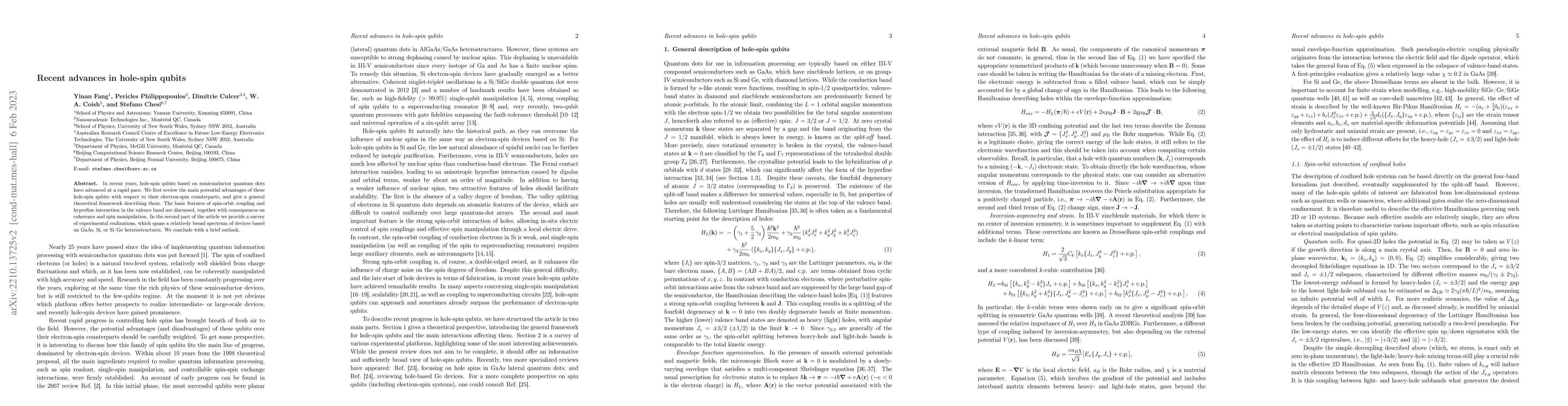 Thumbnail for Recent advances in hole-spin qubits
