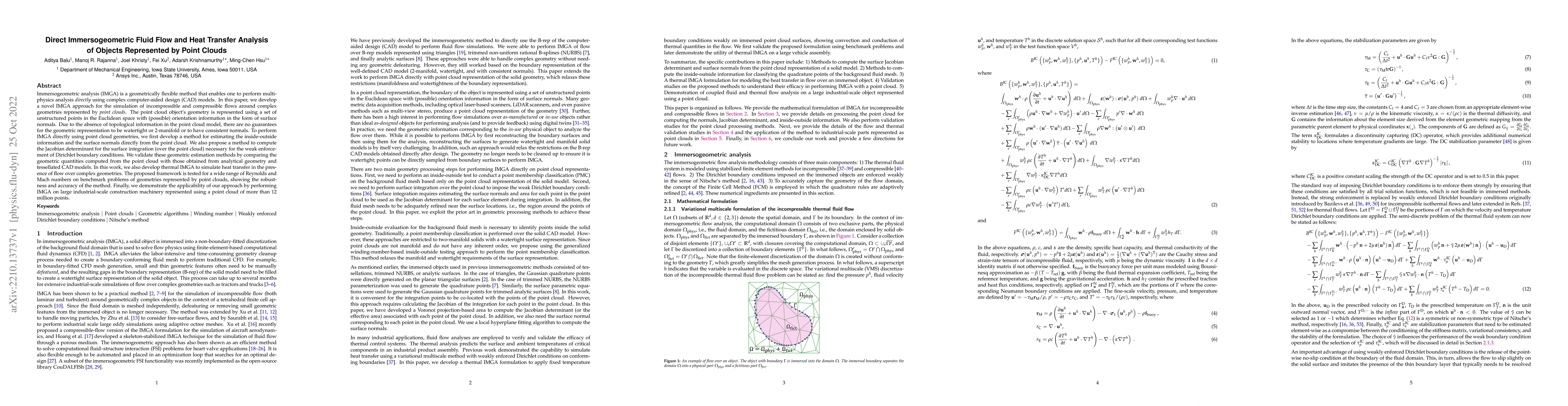 Thumbnail for Direct Immersogeometric Fluid Flow and Heat Transfer Analysis of Objects
  Represented by Point Clouds