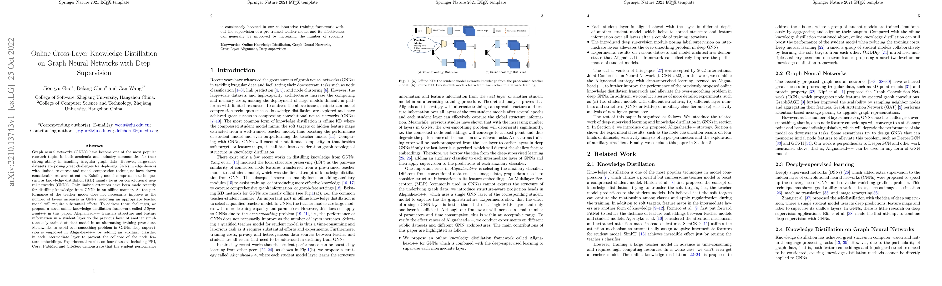 Thumbnail for Online Cross-Layer Knowledge Distillation on Graph Neural Networks with
  Deep Supervision
