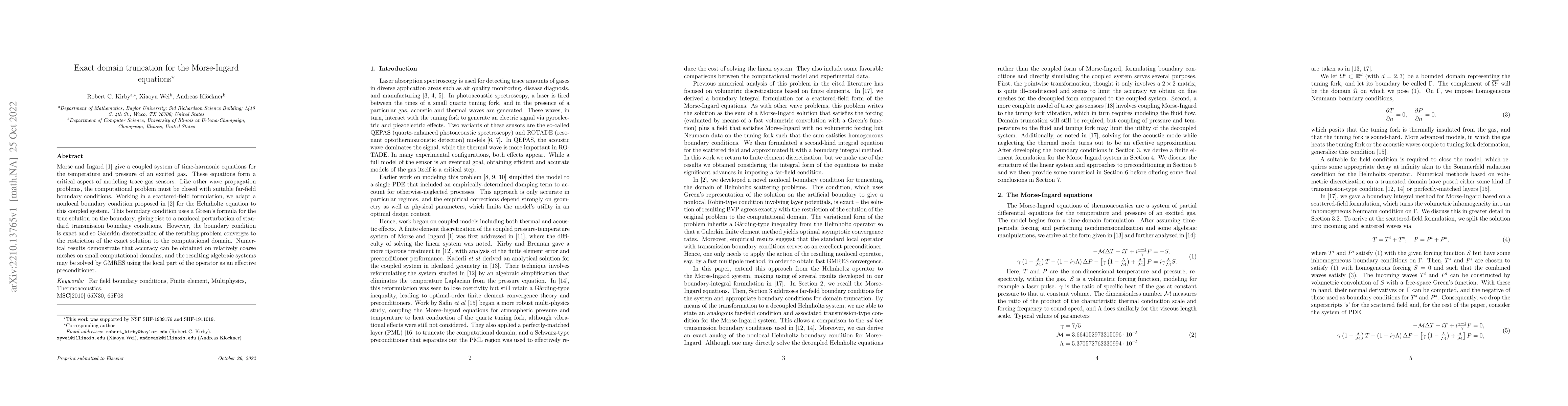 Thumbnail for Exact domain truncation for the Morse-Ingard equations
