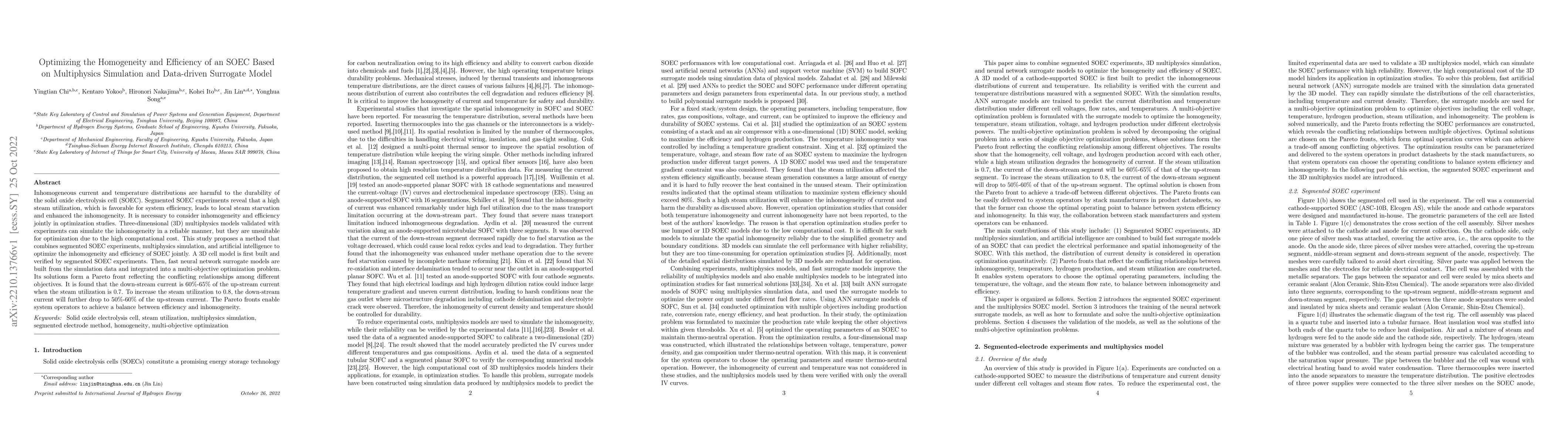 Thumbnail for Optimizing the Homogeneity and Efficiency of an SOEC Based on
  Multiphysics Simulation and Data-driven Surrogate Model