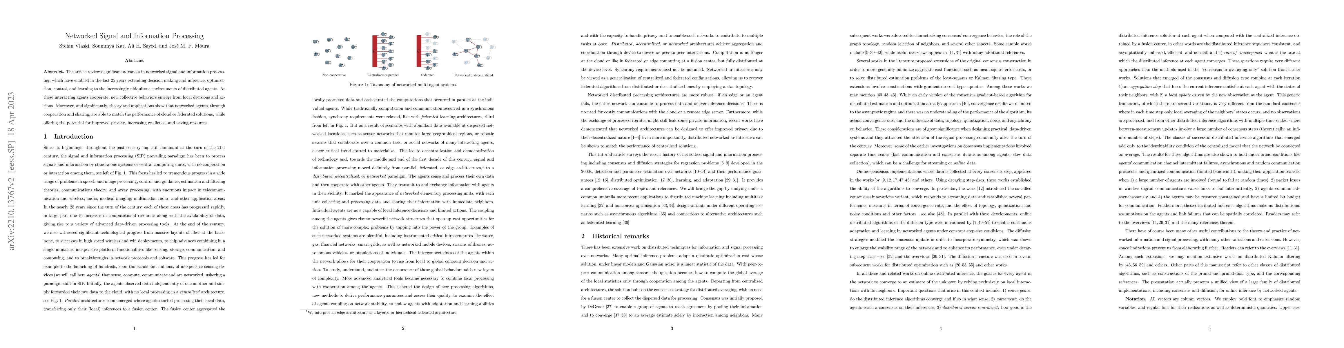 Thumbnail for Networked Signal and Information Processing