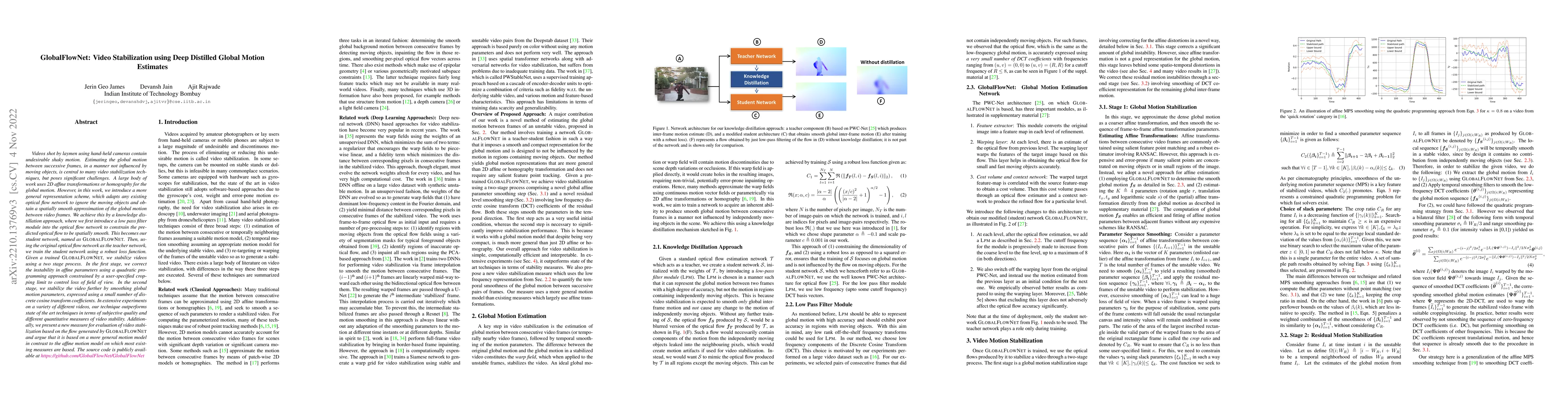 Thumbnail for GlobalFlowNet: Video Stabilization using Deep Distilled Global Motion
  Estimates