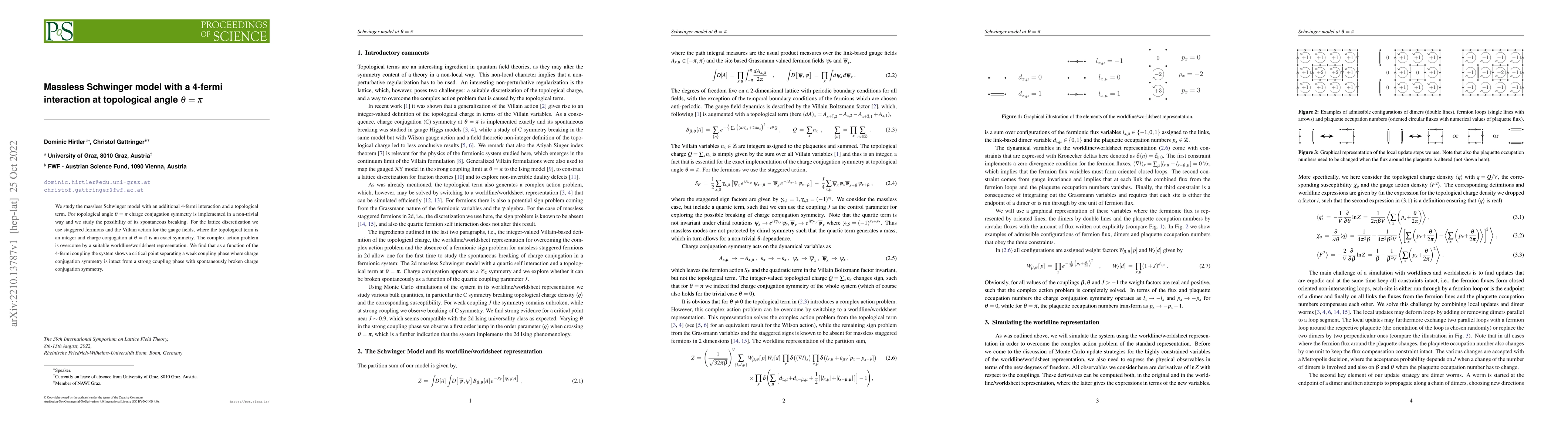 Thumbnail for Massless Schwinger model with a 4-fermi interaction at topological angle
  $\theta = \pi$