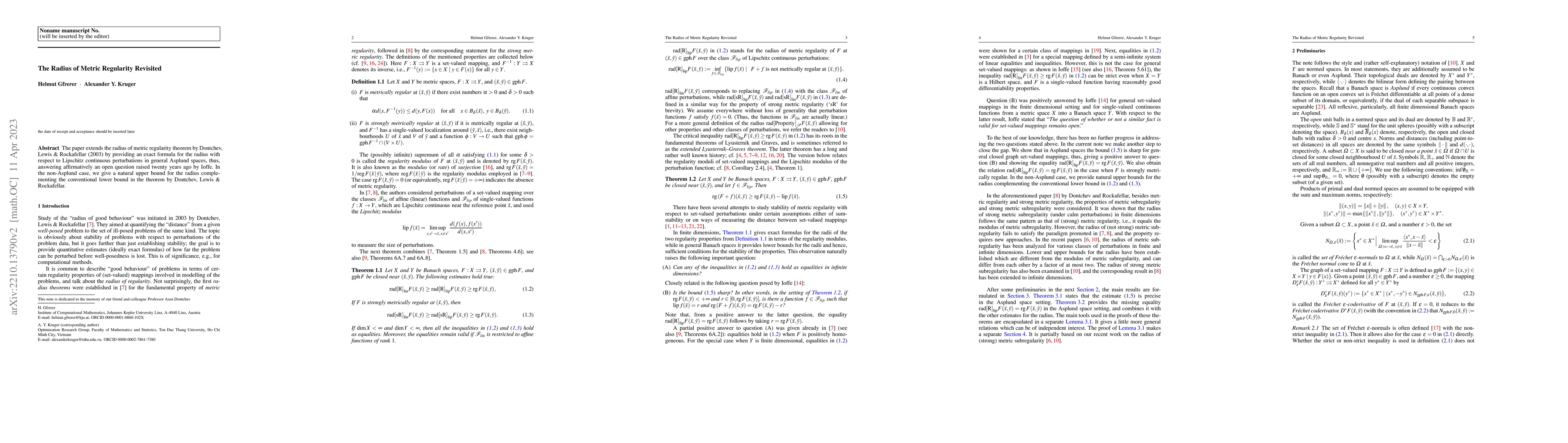 Thumbnail for The Radius of Metric Regularity Revisited