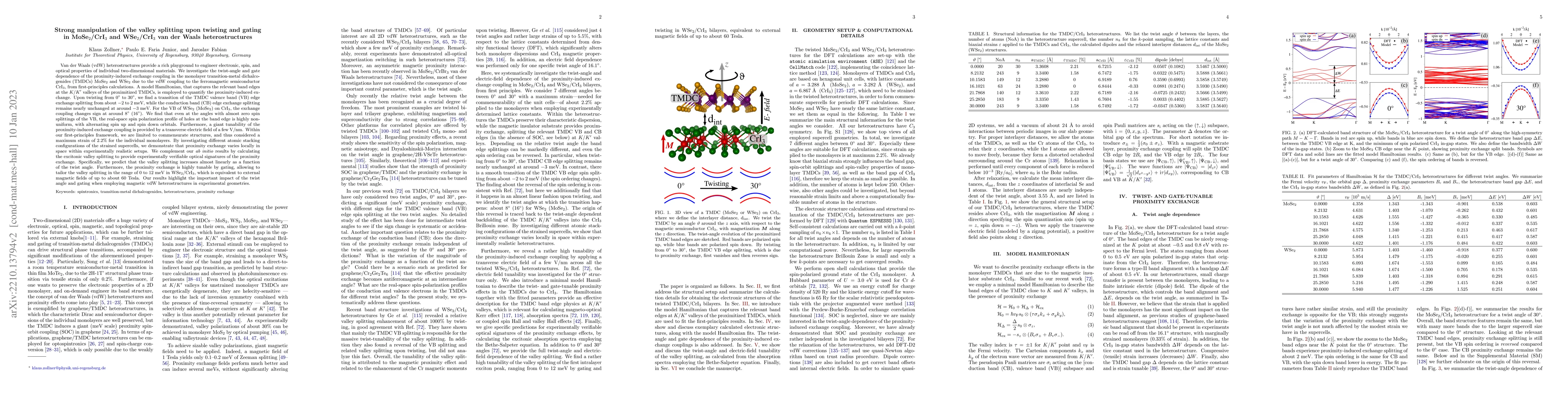Thumbnail for Strong manipulation of the valley splitting upon twisting and gating in
  MoSe$_2$/CrI$_3$ and WSe$_2$/CrI$_3$ van der Waals heterostructures