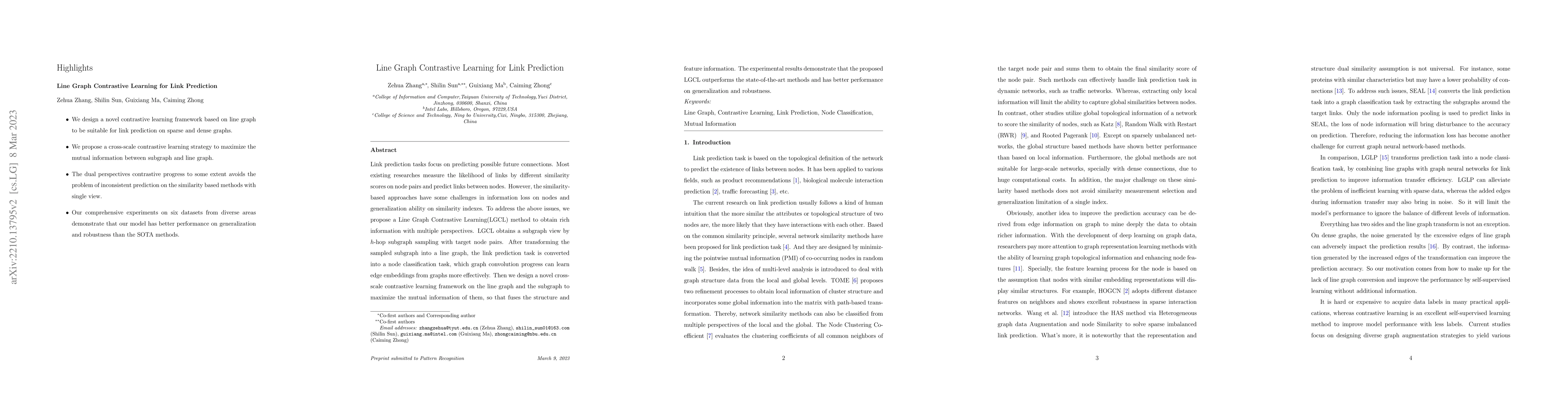 Thumbnail for Line Graph Contrastive Learning for Link Prediction