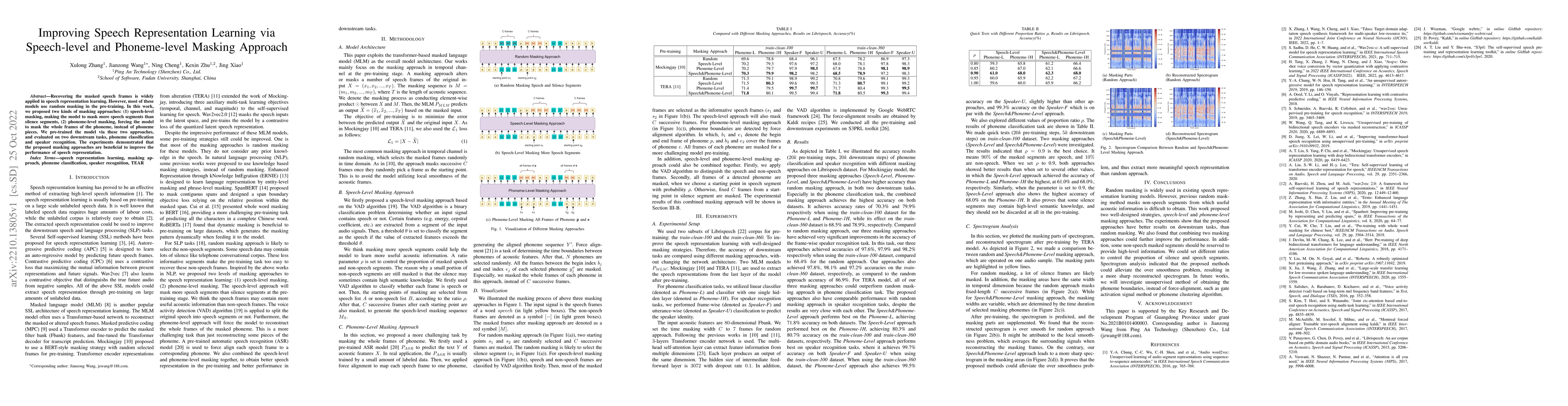 Thumbnail for Improving Speech Representation Learning via Speech-level and
  Phoneme-level Masking Approach