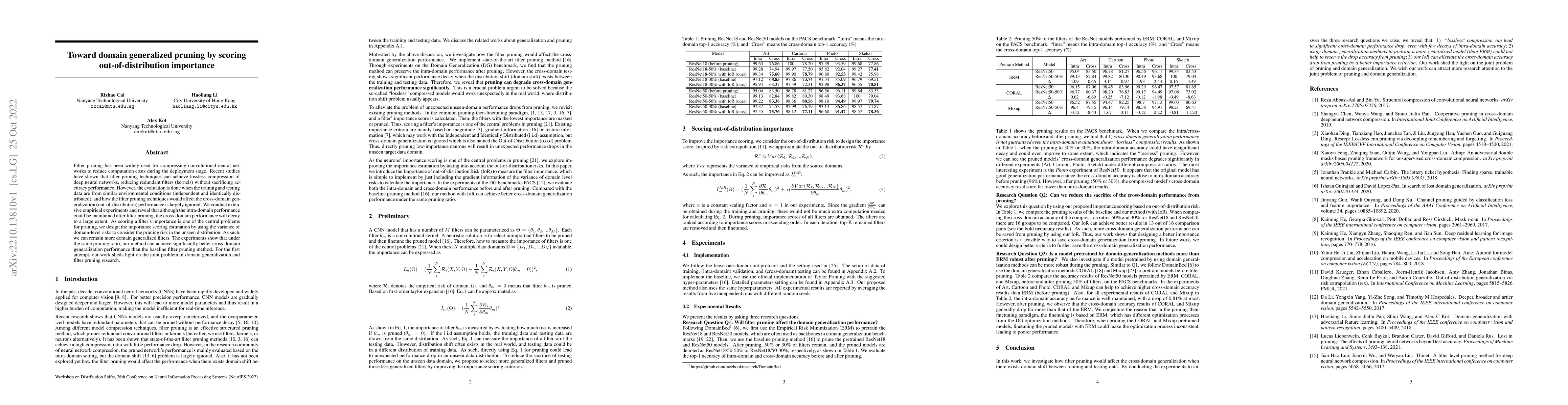 Thumbnail for Toward domain generalized pruning by scoring out-of-distribution
  importance