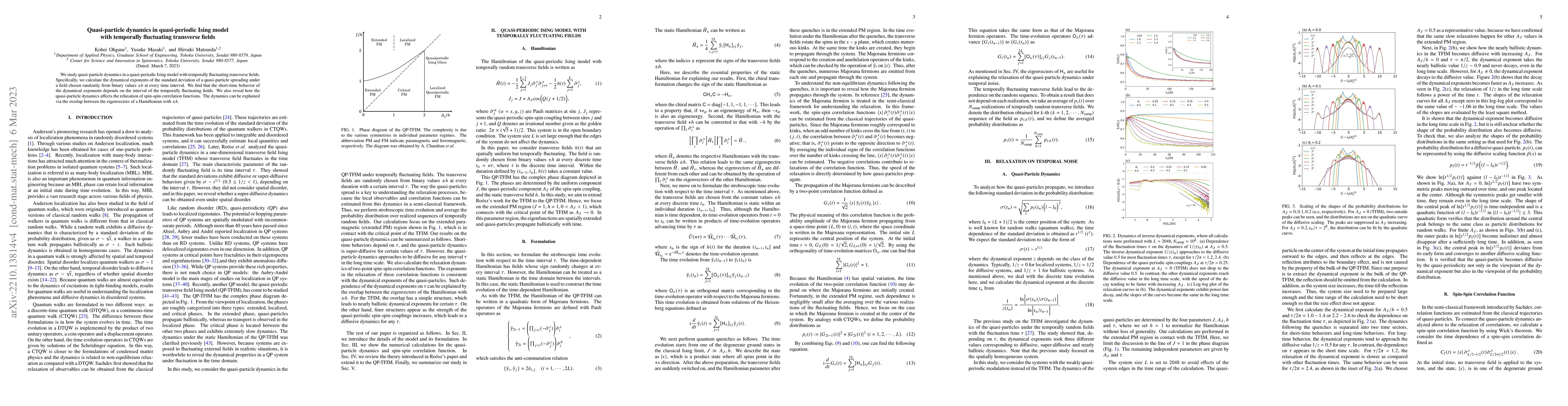 Thumbnail for Quasi-Particle Dynamics in Quasi-Periodic Ising Model with Temporally
  Fluctuating Transverse Fields