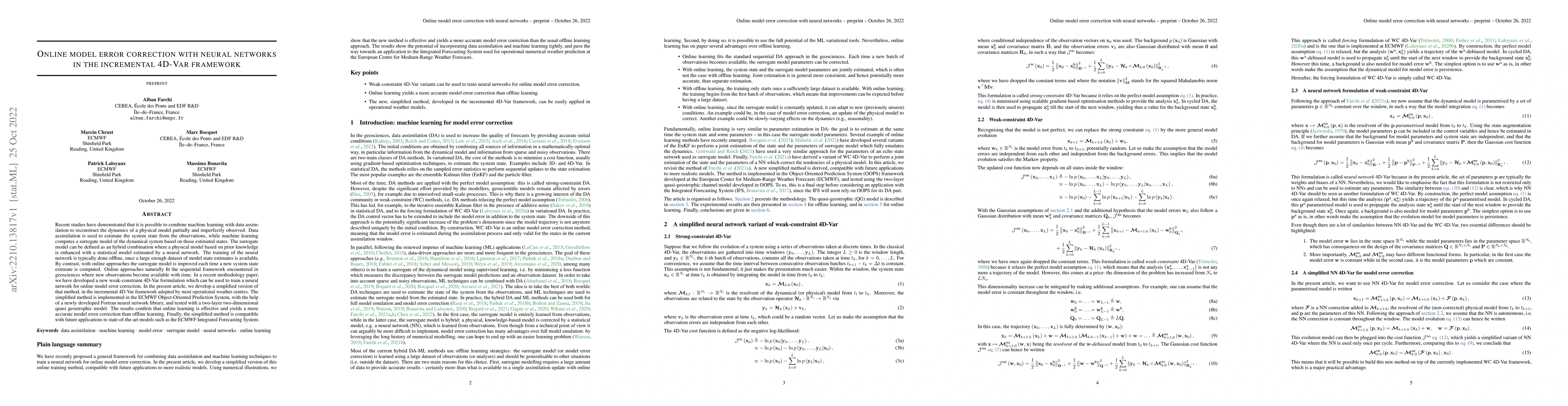 Thumbnail for Online model error correction with neural networks in the incremental
  4D-Var framework