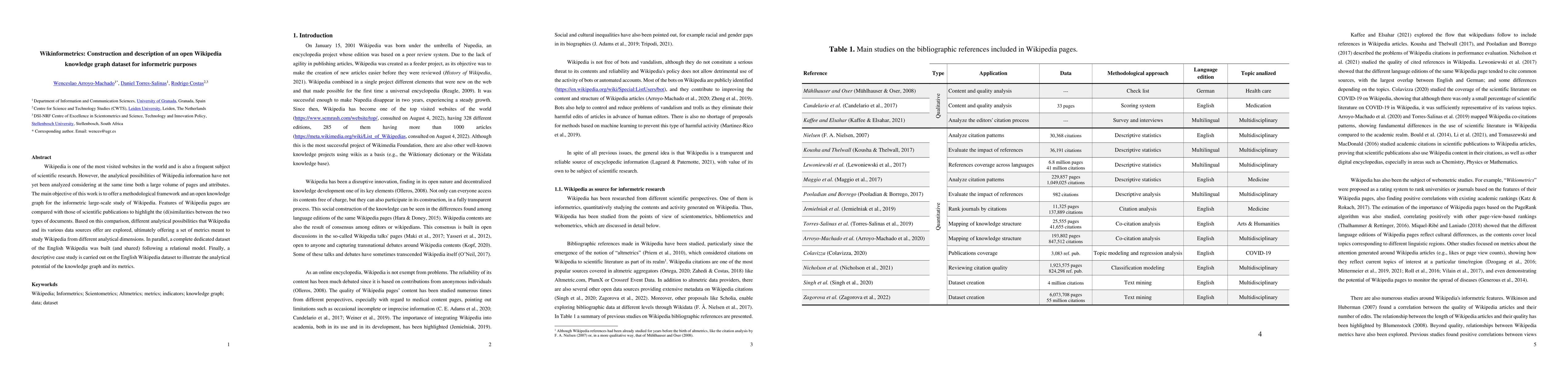 Thumbnail for Wikinformetrics: Construction and description of an open Wikipedia
  knowledge graph dataset for informetric purposes