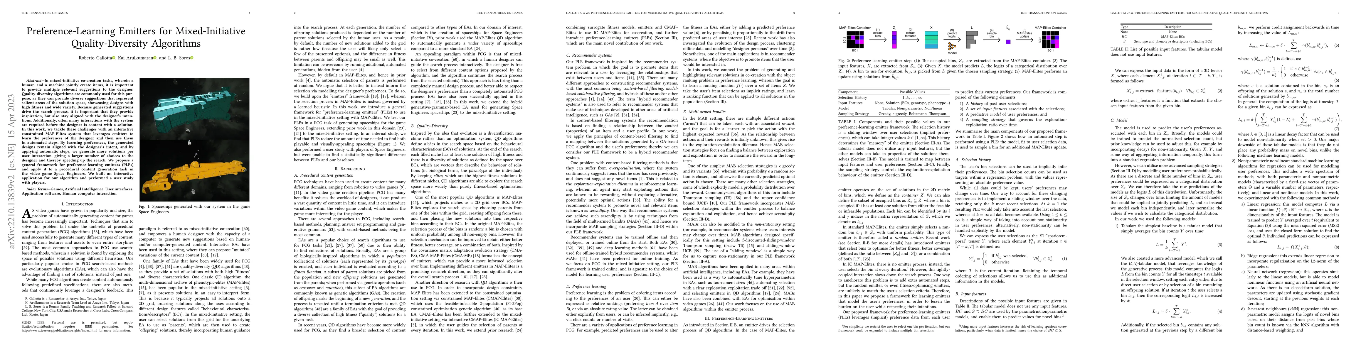 Thumbnail for Preference-Learning Emitters for Mixed-Initiative Quality-Diversity
  Algorithms