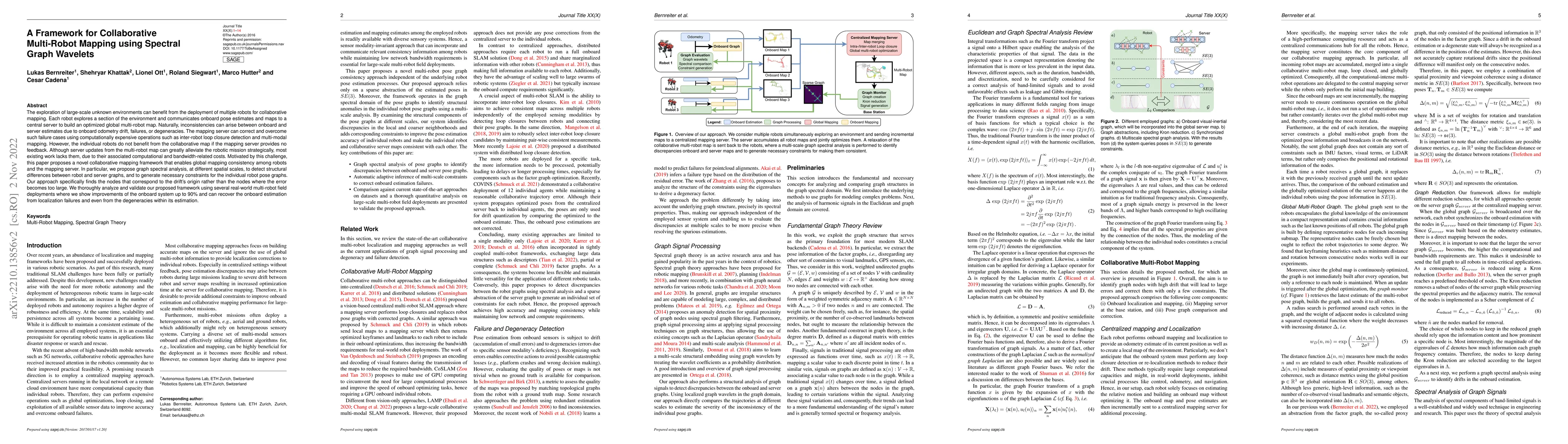 Thumbnail for A Framework for Collaborative Multi-Robot Mapping using Spectral Graph
  Wavelets