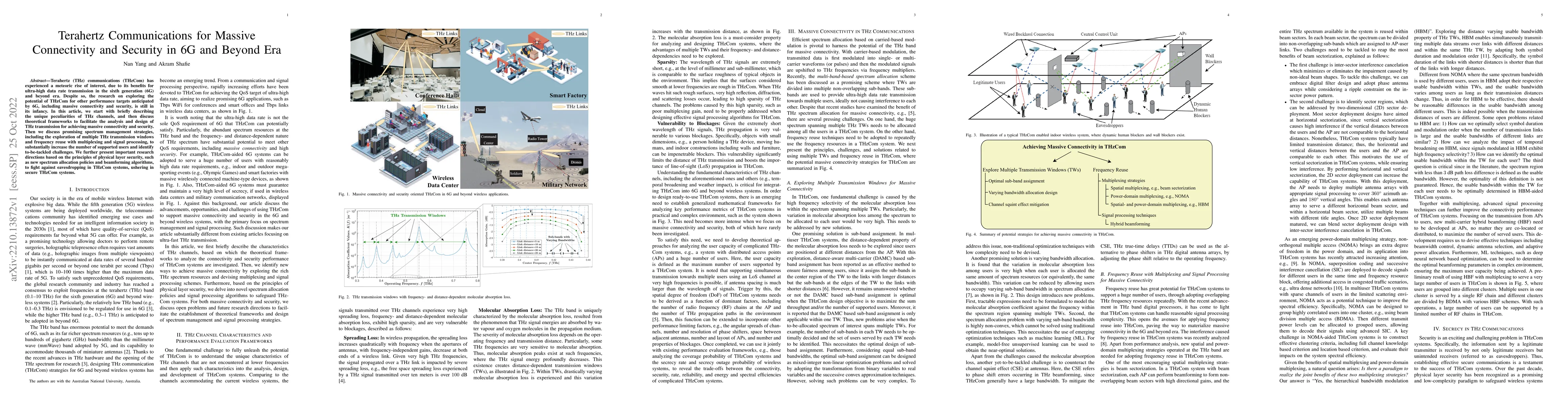 Thumbnail for Terahertz Communications for Massive Connectivity and Security in 6G and
  Beyond Era