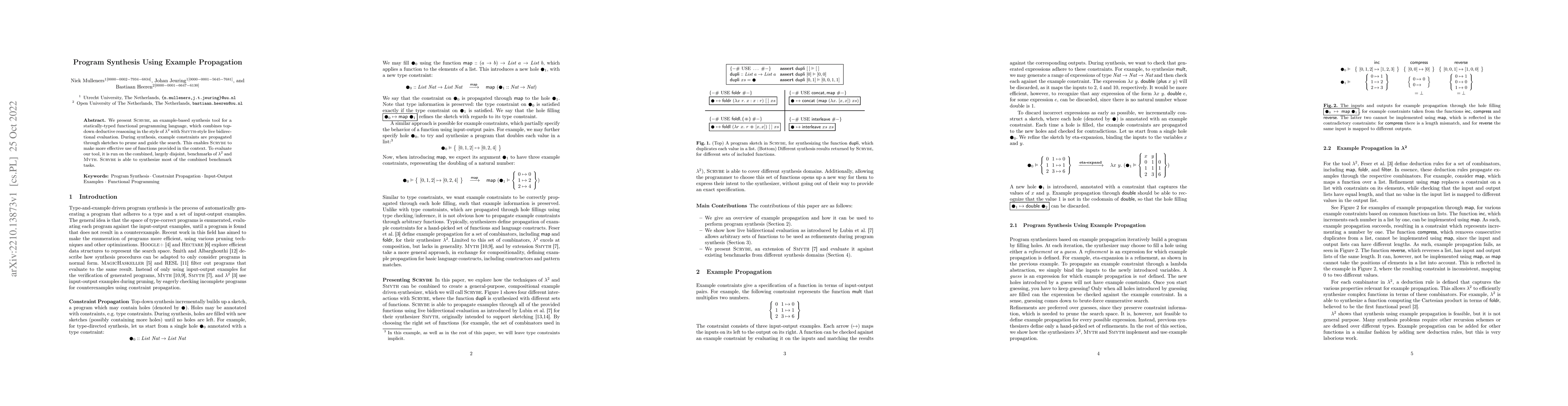 Thumbnail for Program Synthesis Using Example Propagation