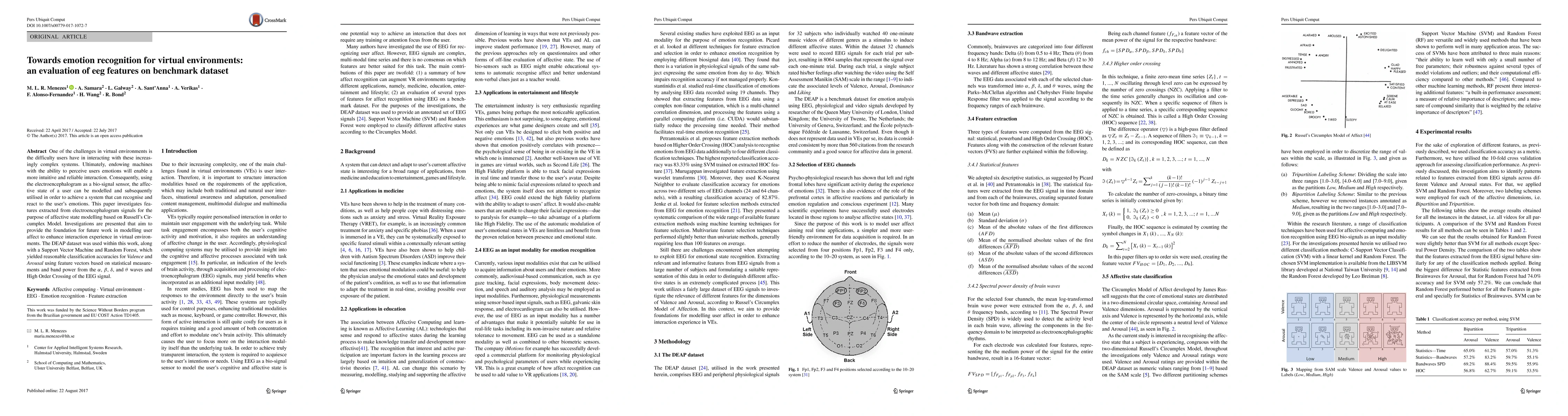 Thumbnail for Towards emotion recognition for virtual environments: an evaluation of
  EEG features on benchmark dataset