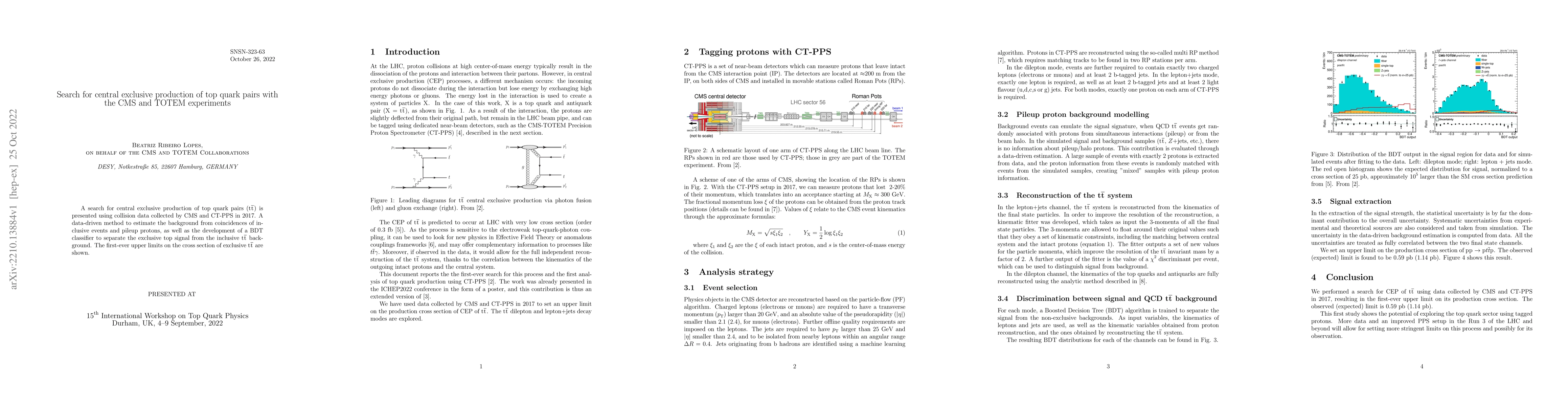 Thumbnail for Search for central exclusive production of top quark pairs with the CMS
  and TOTEM experiments