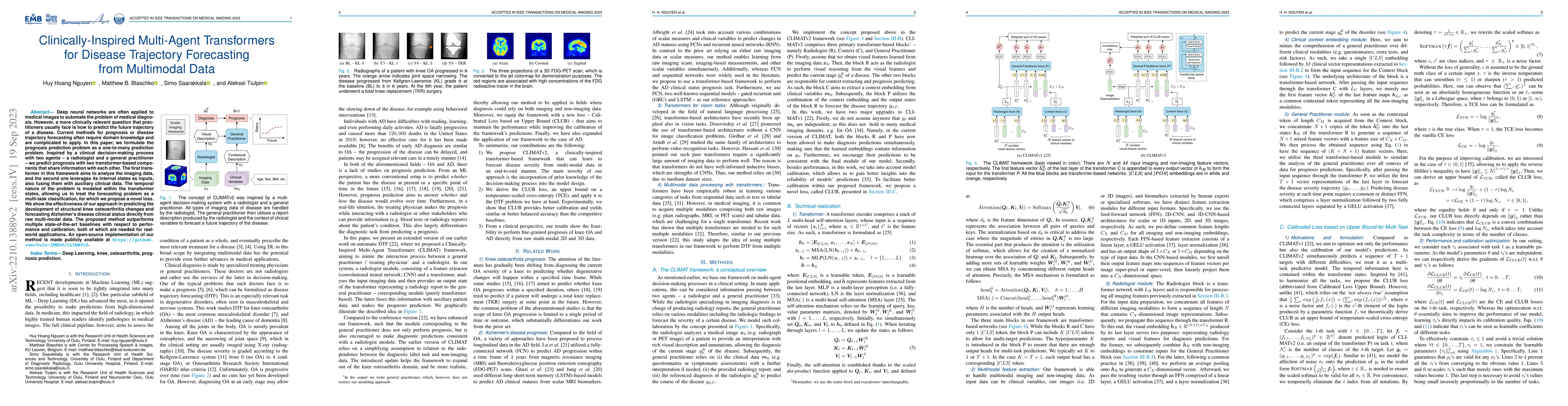 Thumbnail for Clinically-Inspired Multi-Agent Transformers for Disease Trajectory
  Forecasting from Multimodal Data