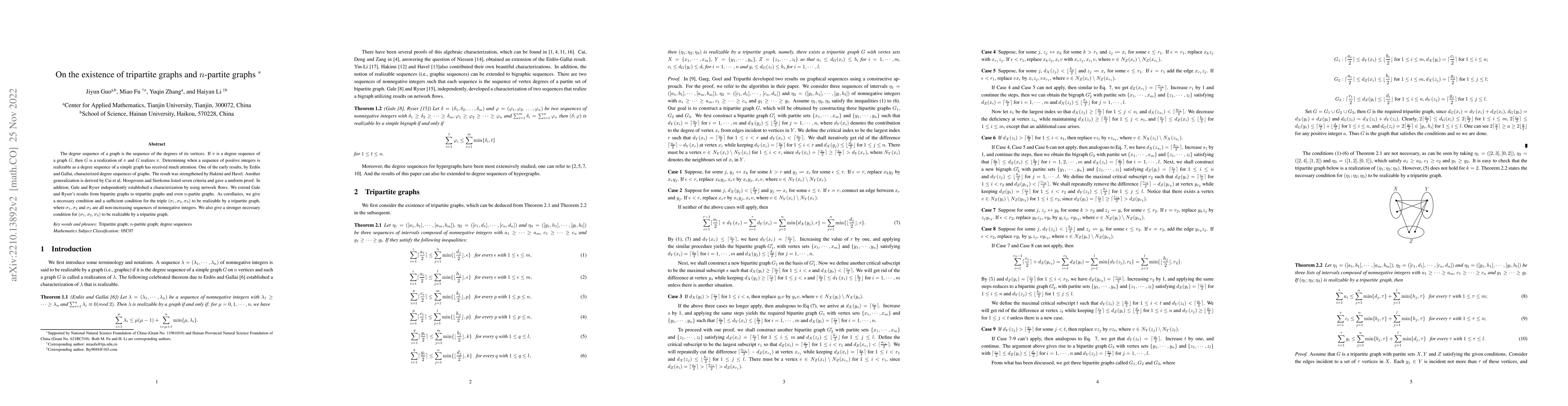 Thumbnail for On the existence of tripartite graphs and n-partite graphs