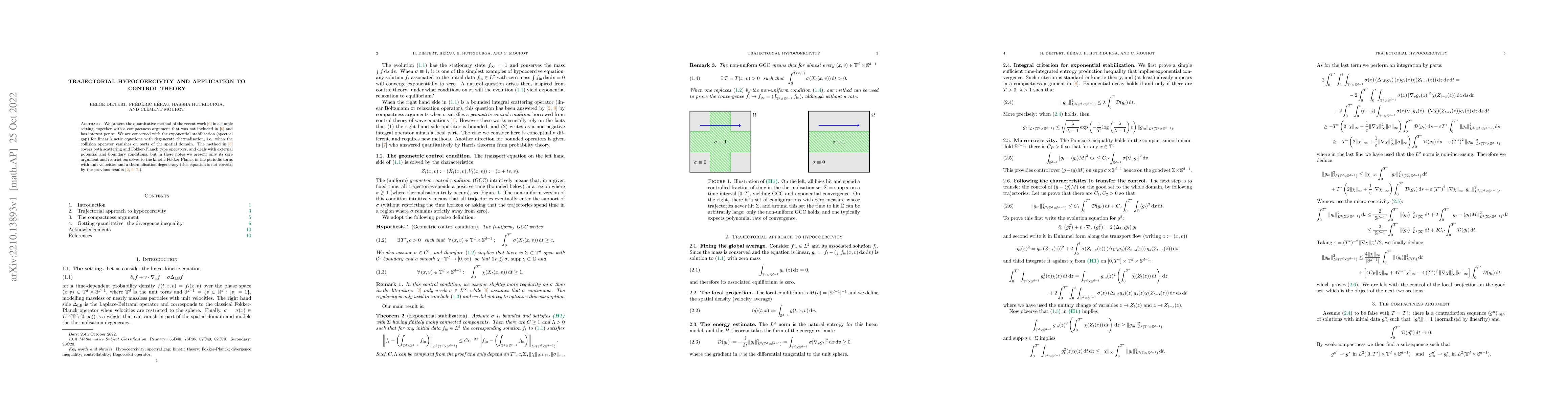 Thumbnail for Trajectorial hypocoercivity and application to control theory