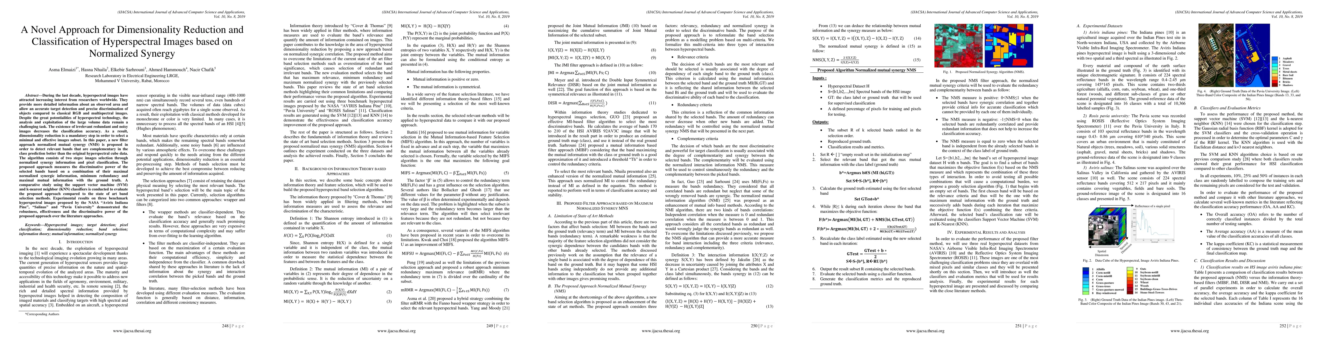 Thumbnail for A Novel Approach for Dimensionality Reduction and Classification of
  Hyperspectral Images based on Normalized Synergy