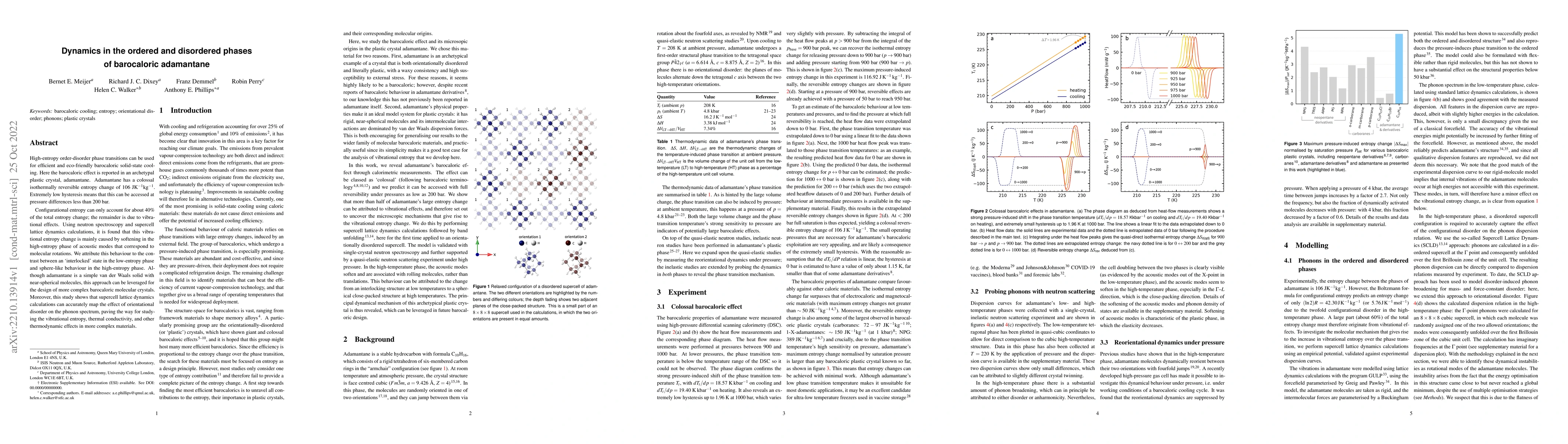 Thumbnail for Dynamics in the ordered and disordered phases of barocaloric adamantane