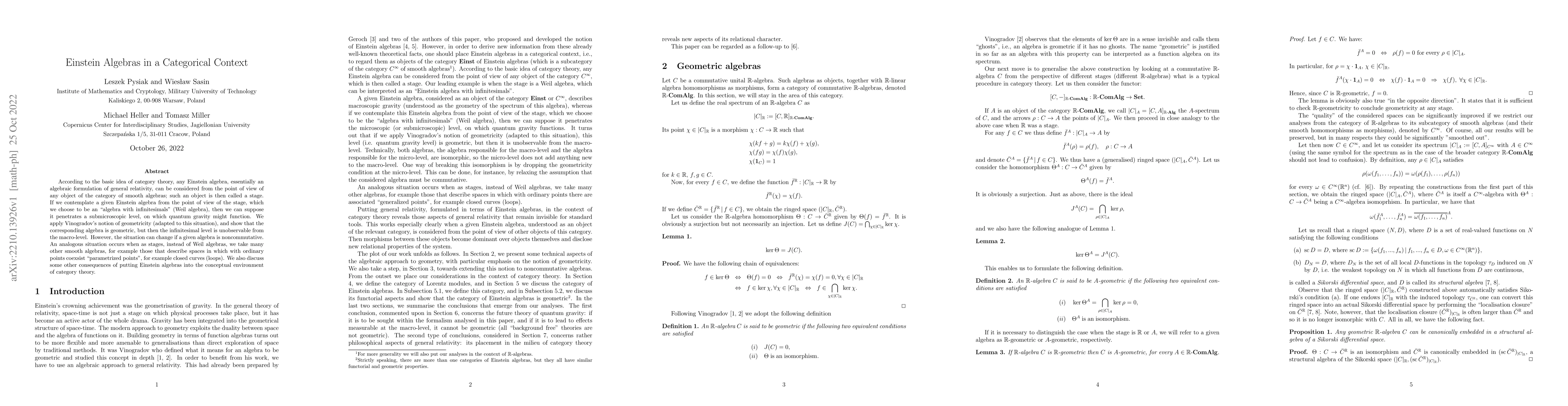 Thumbnail for Einstein Algebras in a Categorical Context