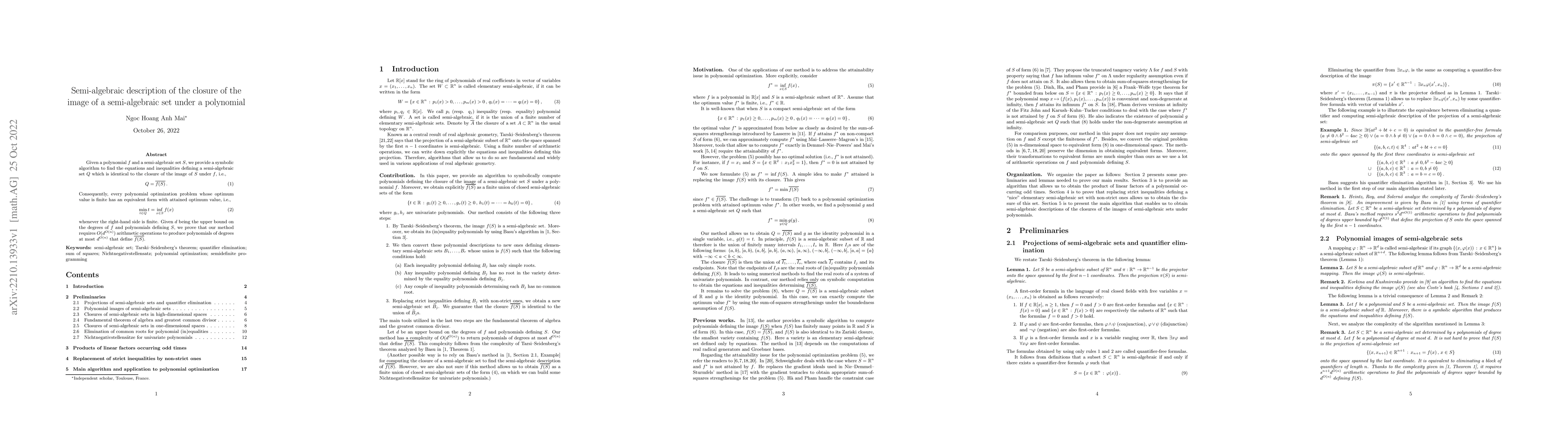 Thumbnail for Semi-algebraic description of the closure of the image of a
  semi-algebraic set under a polynomial