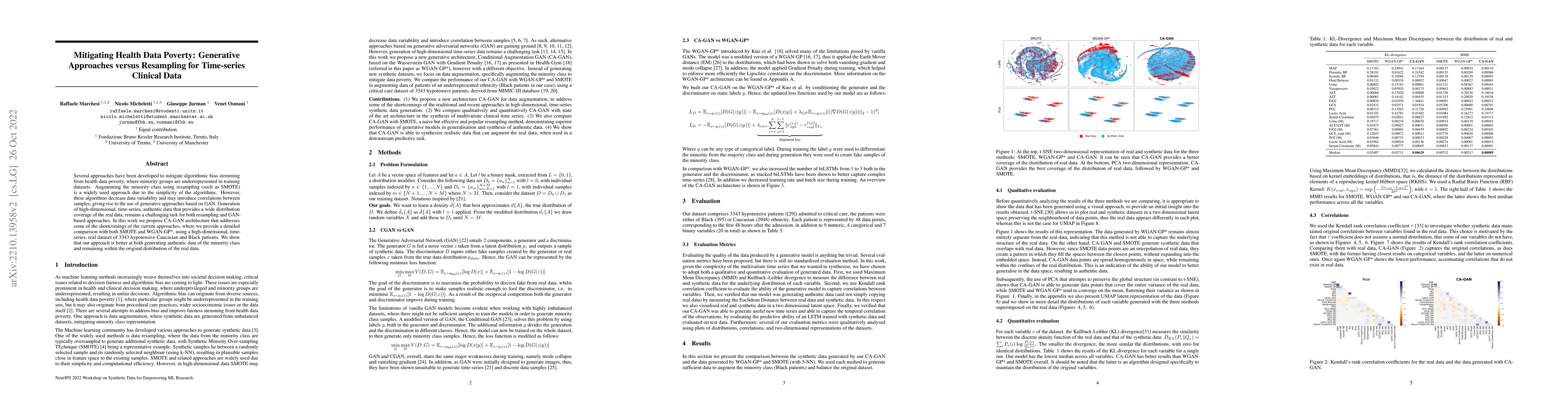 Thumbnail for Mitigating Health Data Poverty: Generative Approaches versus Resampling
  for Time-series Clinical Data