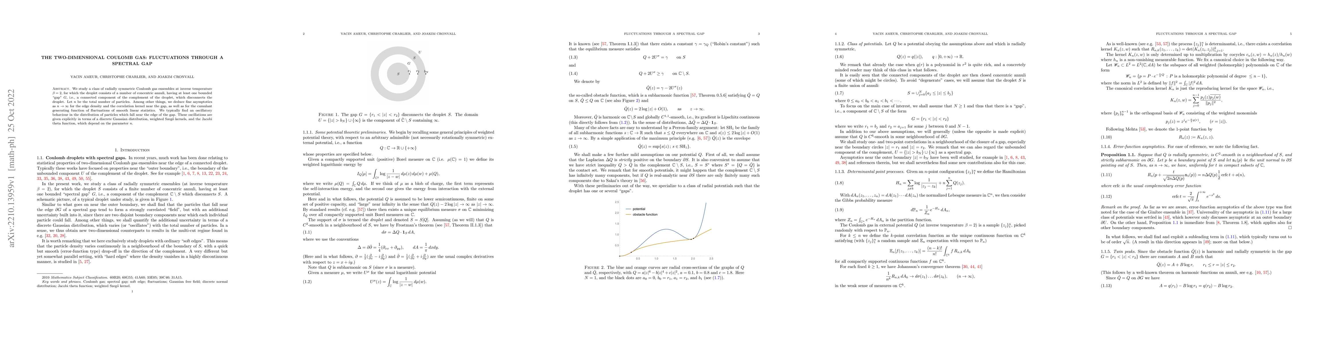 Thumbnail for The two-dimensional Coulomb gas: fluctuations through a spectral gap