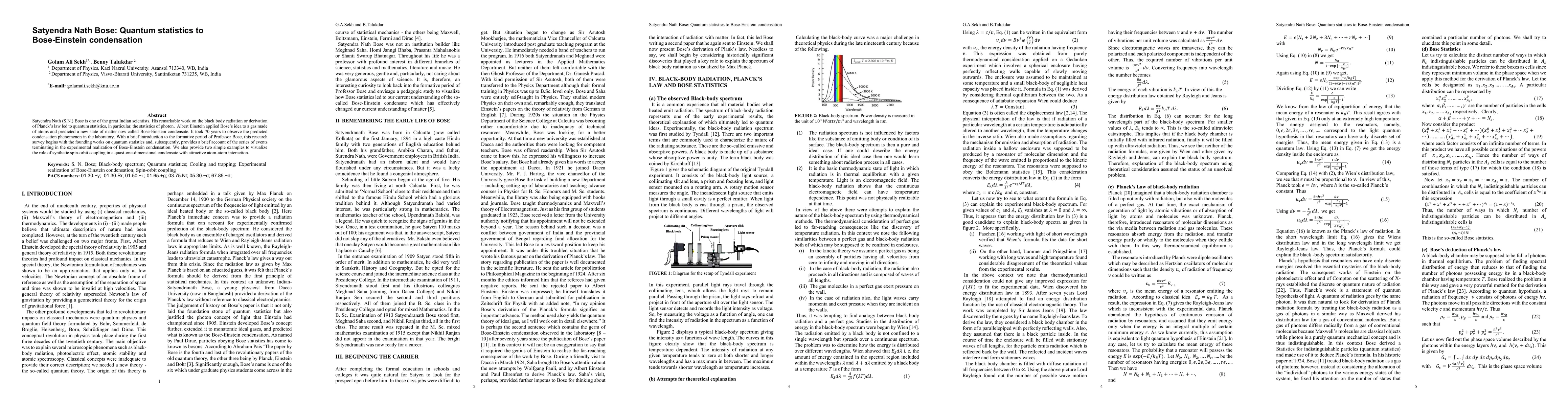 Thumbnail for Satyendra Nath Bose: Quantum statistics to Bose-Einstein condensation