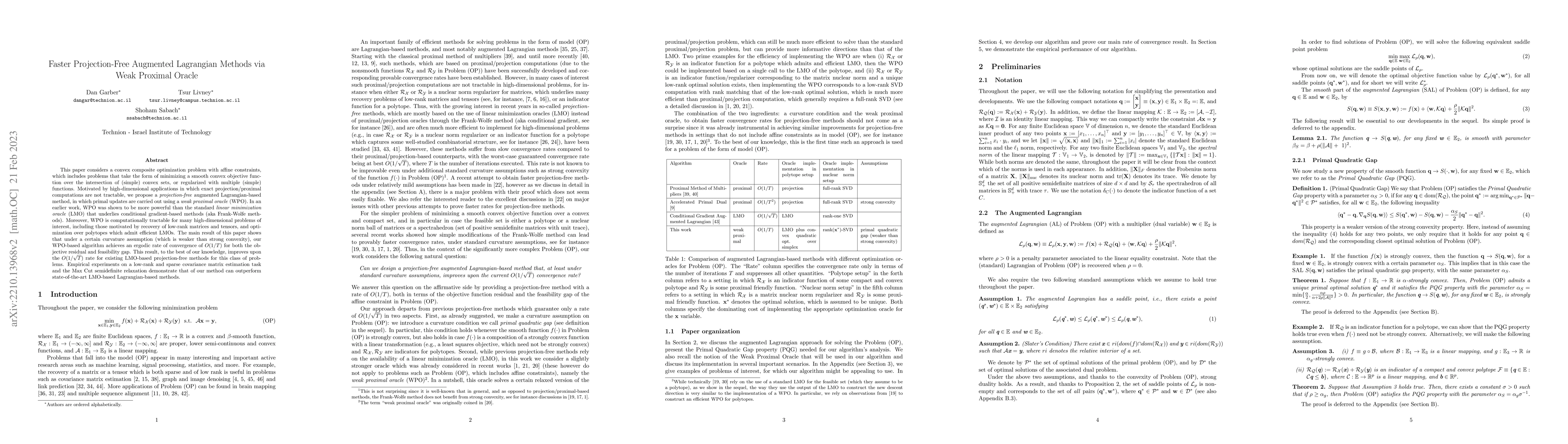 Thumbnail for Faster Projection-Free Augmented Lagrangian Methods via Weak Proximal
  Oracle