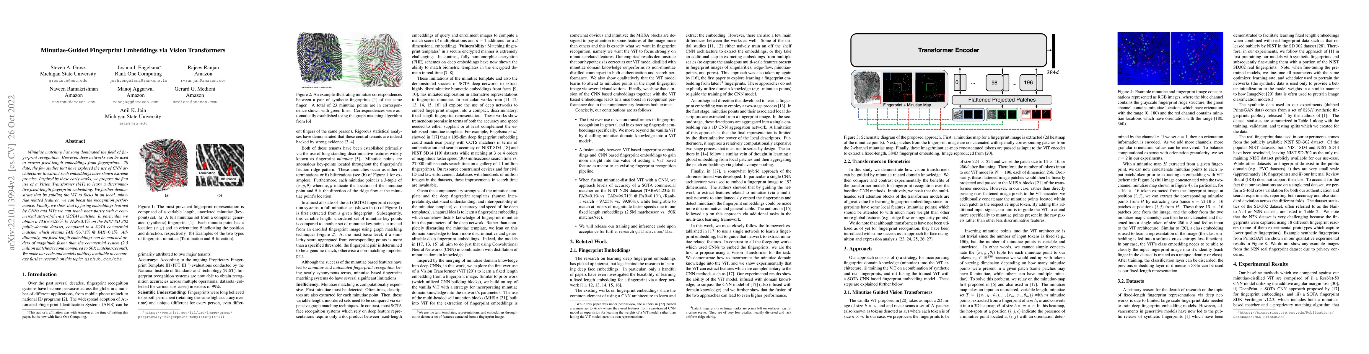 Thumbnail for Minutiae-Guided Fingerprint Embeddings via Vision Transformers