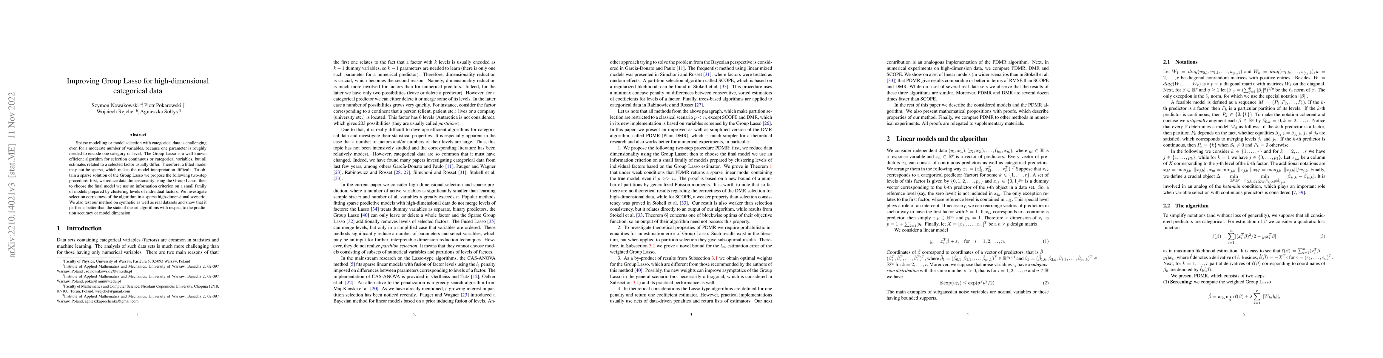 Thumbnail for Improving Group Lasso for high-dimensional categorical data