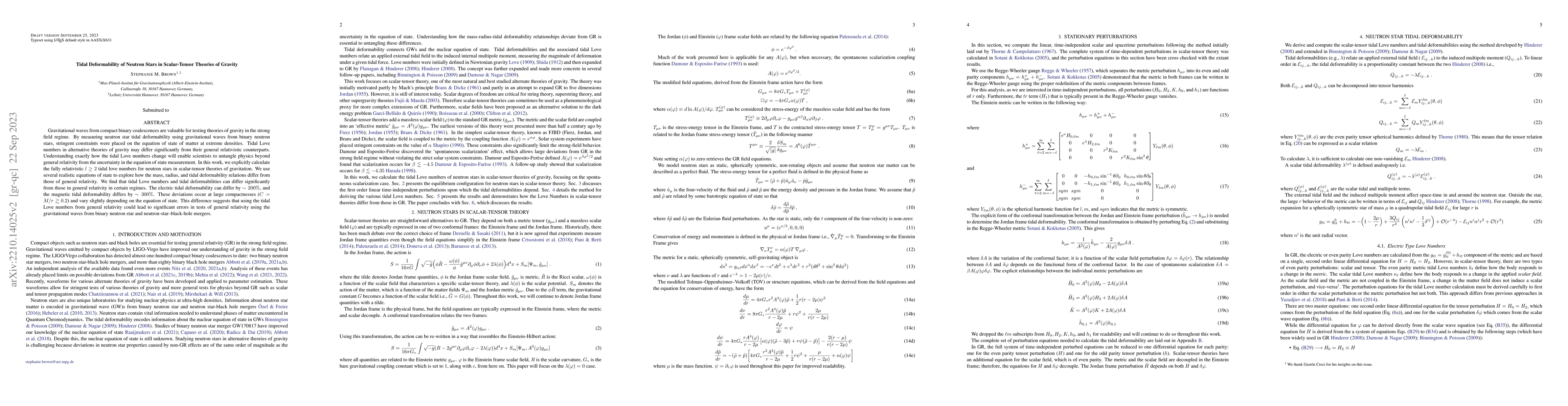 Thumbnail for Tidal Deformability of Neutron Stars in Scalar-Tensor Theories of
  Gravity