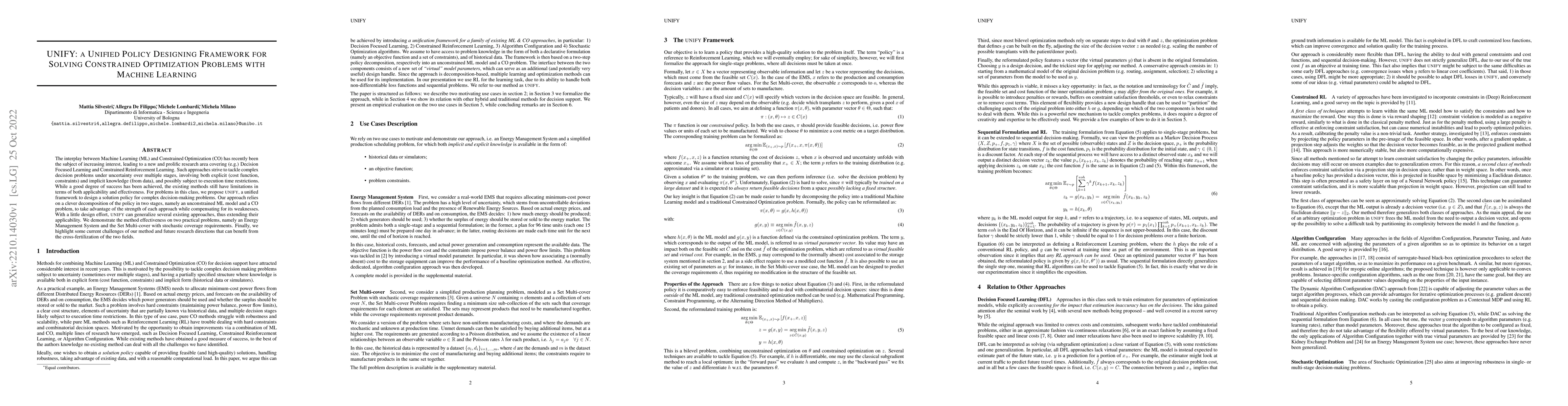 Thumbnail for UNIFY: a Unified Policy Designing Framework for Solving Constrained
  Optimization Problems with Machine Learning
