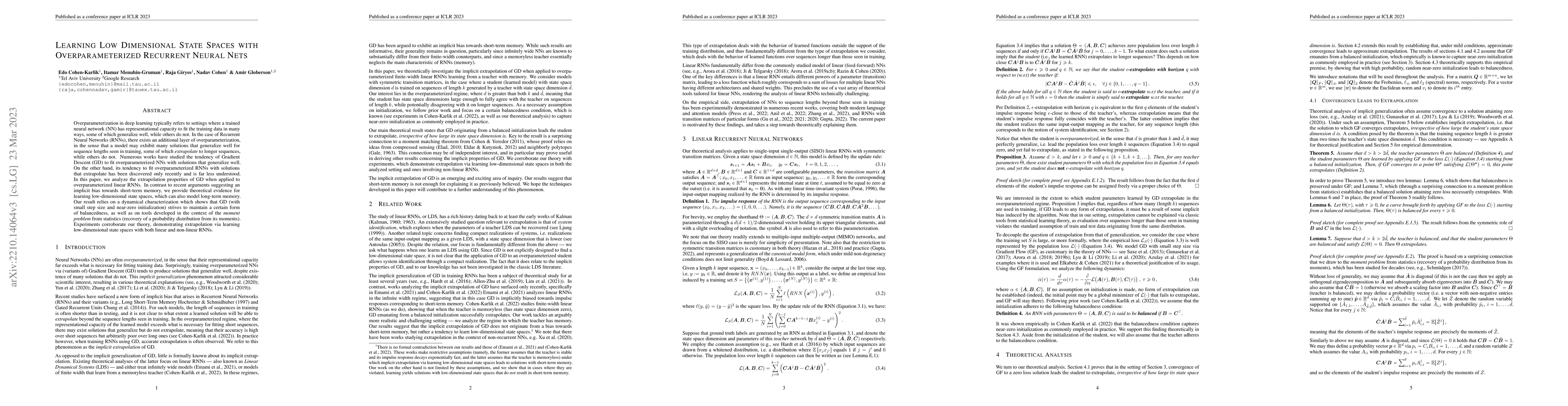 Thumbnail for Learning Low Dimensional State Spaces with Overparameterized Recurrent
  Neural Nets
