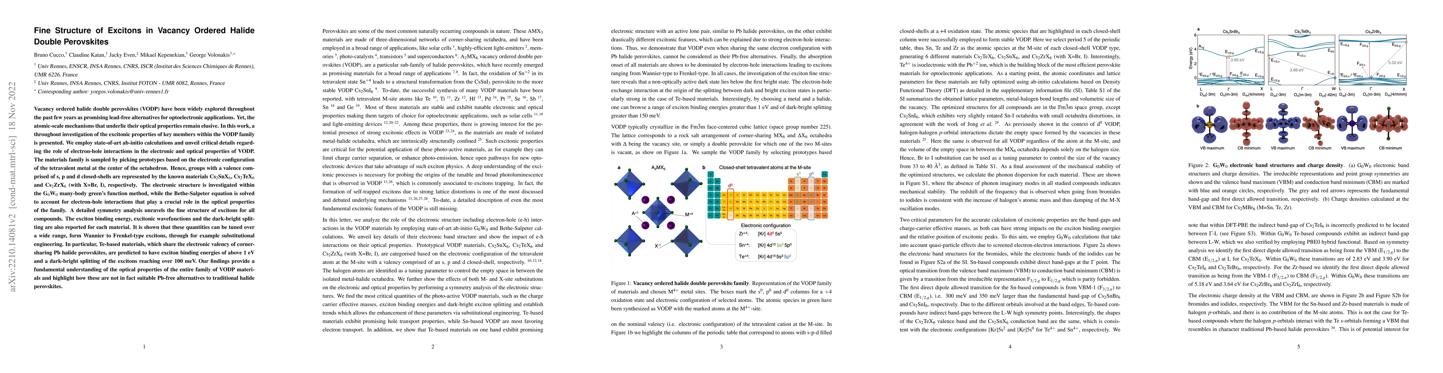Thumbnail for Fine Structure of Excitons in Vacancy Ordered Halide Double Perovskites