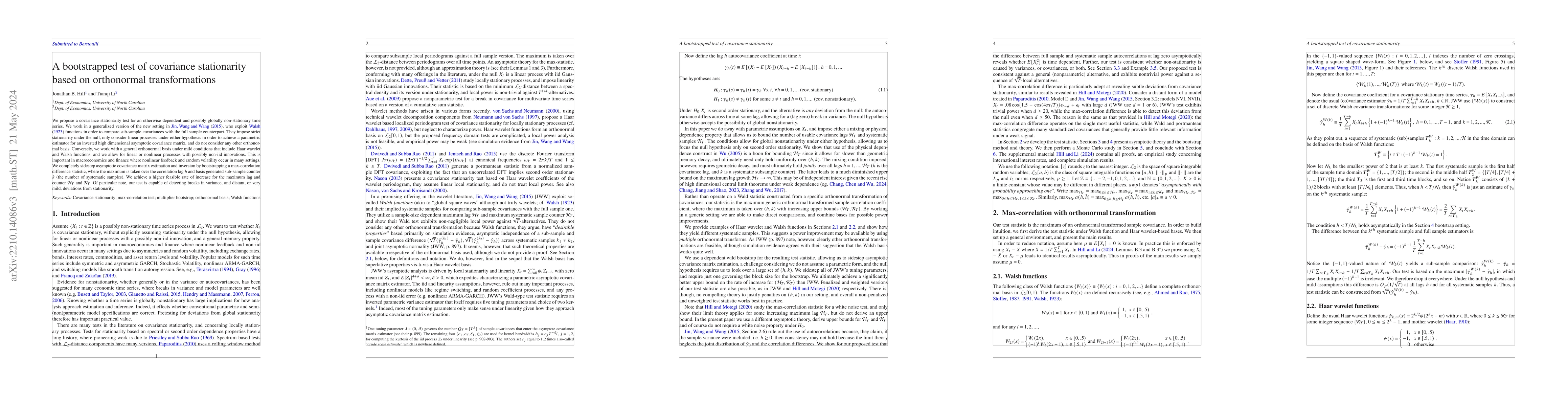 Thumbnail for A Global Wavelet Based Bootstrapped Test of Covariance Stationarity