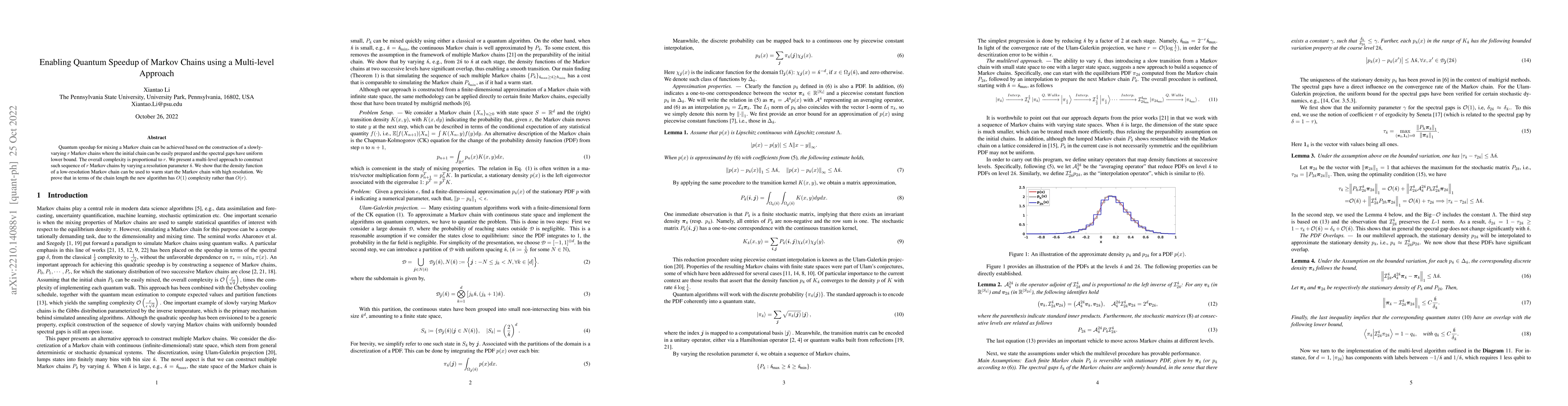 Thumbnail for Enabling Quantum Speedup of Markov Chains using a Multi-level Approach